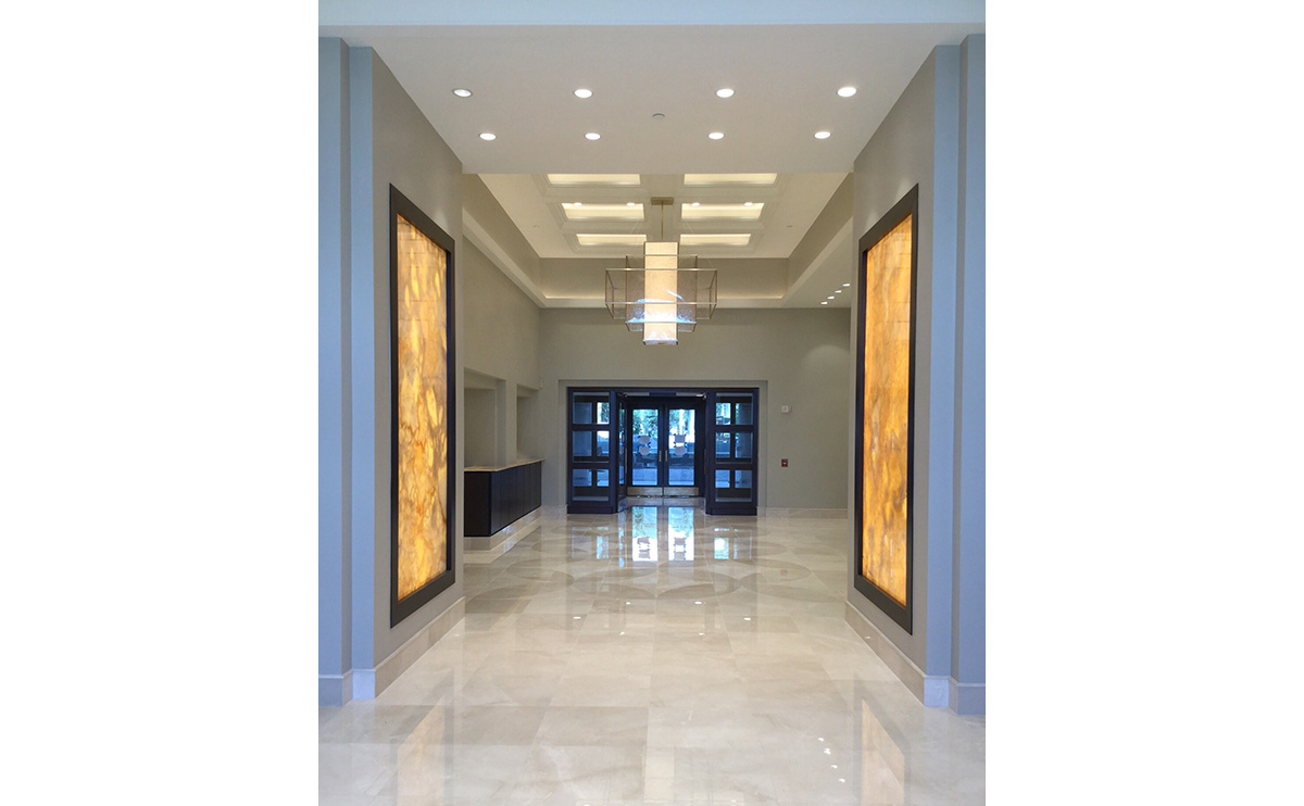 hall in the lobby at remington condo